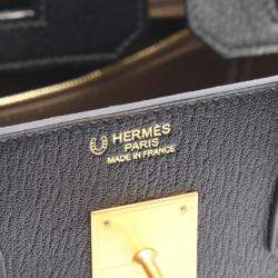 Pre Owned حقيبة هيرمس بيركين فيرسو 30 جلد الشيفر أسود لون إيتوب رمادي مقبض علوي