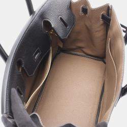 Pre Owned حقيبة هيرمس بيركين فيرسو 30 جلد الشيفر أسود لون إيتوب رمادي مقبض علوي