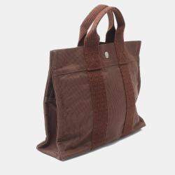 مملوكة مسبقًا Hermes Herline PM Brown Nylon Canvas Tote Bag