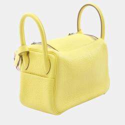 مملوكة مسبقًا Hermes Lindy Maxi Quadrille Mini Yellow Taurillon Clemence Leather Crossbody Bag
