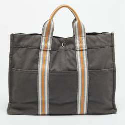 مملوكة مسبقًا Hermes Fourre Tout Grey/Orange Canvas Tote