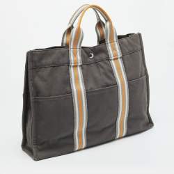 مملوكة مسبقًا Hermes Fourre Tout Grey/Orange Canvas Tote