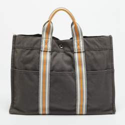 مملوكة مسبقًا Hermes Fourre Tout Grey/Orange Canvas Tote