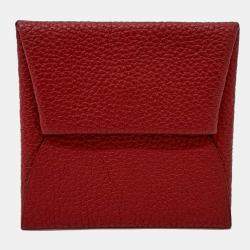 مملوكة مسبقًا محفظة عملات هيرمس باستيات جلد أحمر