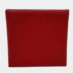 مملوكة مسبقًا محفظة عملات هيرمس باستيات جلد أحمر
