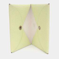 مملوكة مسبقًا Hermes Yellow Leather Calvi Card Holder