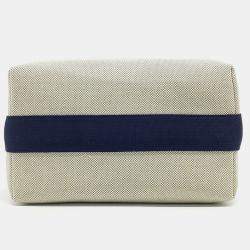 Pre Owned حافظة هيرمس كابريول برِد آ براك قماش لون أبيض