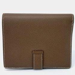Pre Owned Hermes Brown Leather Bean Half Wallet