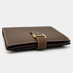 Pre Owned Hermes Brown Leather Bean Half Wallet
