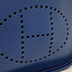 Pre Owned Hermes Blue Leather Evelyn 16