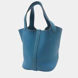 Pre Owned حقيبة هيرمس بيكوتين 18 جلد كليمنس أزرق