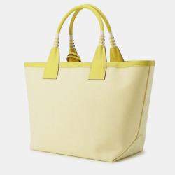 Pre Owned Hermes Yellow Toile Sac Steeple 25