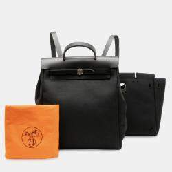Pre Owned Hermes Black Toile Herbag GM Backpack