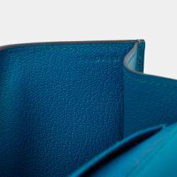 Pre Owned Hermes Blue Tadelakt Medor Clutch 23