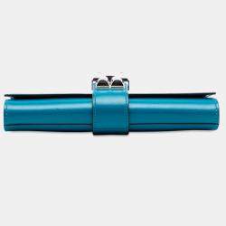 Pre Owned Hermes Blue Tadelakt Medor Clutch 23