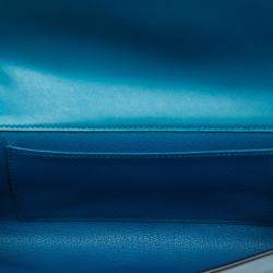 Pre Owned Hermes Blue Tadelakt Medor Clutch 23