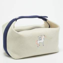 Pre Owned Hermès Cabriole Gris Perle Canvas Bride-a-Brac GM Case