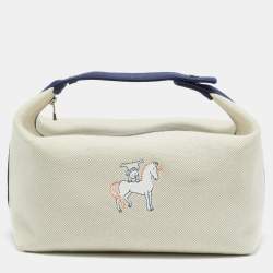 Pre Owned Hermès Cabriole Gris Perle Canvas Bride-a-Brac GM Case
