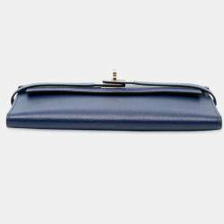 Pre Owned Hermes Blue Grain d’H Leather Kelly Longue Wallet
