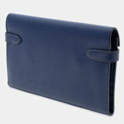 Pre Owned Hermes Blue Grain d’H Leather Kelly Longue Wallet
