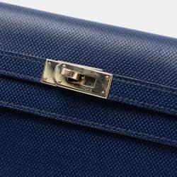 Pre Owned Hermes Blue Grain d’H Leather Kelly Longue Wallet