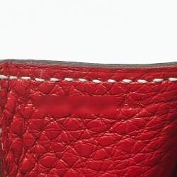 Pre Owned Hermes Halzan 31 Rouge Piment Taurillon Clemence Leather Shoulder Bag