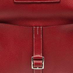 Pre Owned Hermes Halzan 31 Rouge Piment Taurillon Clemence Leather Shoulder Bag