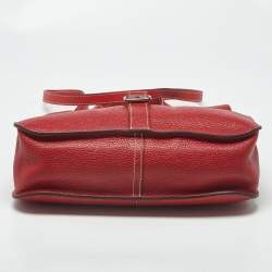 Pre Owned Hermes Halzan 31 Rouge Piment Taurillon Clemence Leather Shoulder Bag