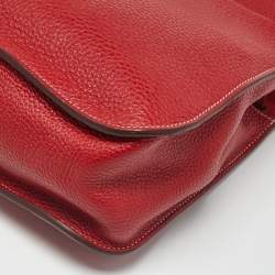 Pre Owned Hermes Halzan 31 Rouge Piment Taurillon Clemence Leather Shoulder Bag