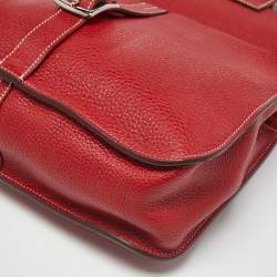 Pre Owned Hermes Halzan 31 Rouge Piment Taurillon Clemence Leather Shoulder Bag
