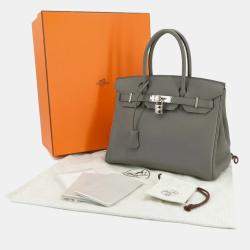 Pre Owned Hermes Birkin 30 Togo Etain Handbag Gray