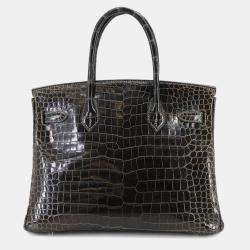 Pre Owned حقيبة هيرمس بيركين جلد تمساح بولوسيس جرافيت 30