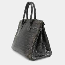 Pre Owned حقيبة هيرمس بيركين جلد تمساح بولوسيس جرافيت 30