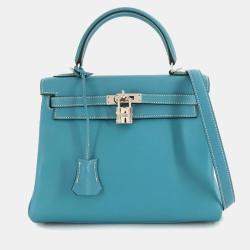مملوكة مسبقًا Hermes Kelly 25 Gulliver Blue Jean Shoulder Bag