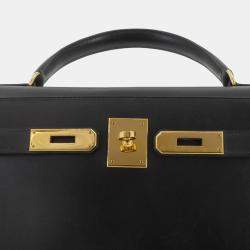 مملوكة مسبقًا حقيبة كتف هيرمس كيلي 32 جلد عجل بوكس أسود