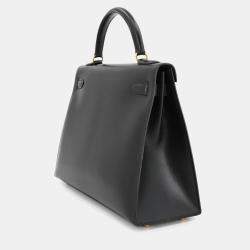 مملوكة مسبقًا حقيبة كتف هيرمس كيلي 32 جلد عجل بوكس أسود