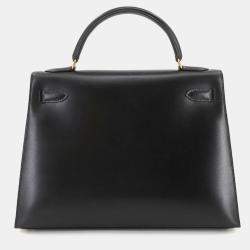 مملوكة مسبقًا حقيبة كتف هيرمس كيلي 32 جلد عجل بوكس أسود