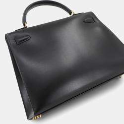 مملوكة مسبقًا حقيبة كتف هيرمس كيلي 32 جلد عجل بوكس أسود