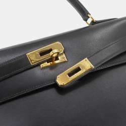 مملوكة مسبقًا حقيبة كتف هيرمس كيلي 32 جلد عجل بوكس أسود