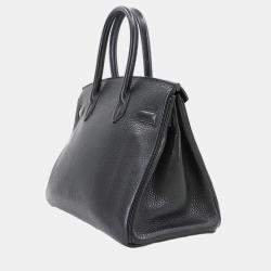مملوكة مسبقًا Hermes Birkin 30 Taurillon Clemence Black Handbag