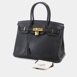 مملوكة مسبقًا Hermes Birkin 30 Taurillon Clemence Black Handbag