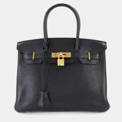 مملوكة مسبقًا Hermes Birkin 30 Taurillon Clemence Black Handbag