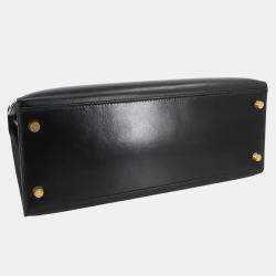 Pre Owned Hermes Kelly 28 Box Calf Black Shoulder Bag