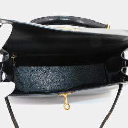 Pre Owned Hermes Kelly 28 Box Calf Black Shoulder Bag