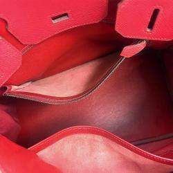 مملوكة مسبقًا Hermes Birkin 30 Couchvel Epsom Rouge Vif Handbag