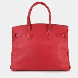 مملوكة مسبقًا Hermes Birkin 30 Couchvel Epsom Rouge Vif Handbag