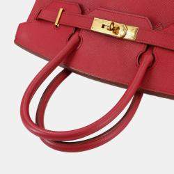 مملوكة مسبقًا Hermes Birkin 30 Couchvel Epsom Rouge Vif Handbag
