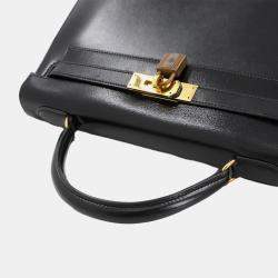 Pre Owned حقيبة هيرمس كيلي 32 بوكس كالف سوداء للكتف