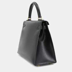 مملوكة مسبقًا Hermes Kelly 28 Shoulder Bag Black Box Calf Leather