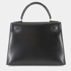 مملوكة مسبقًا Hermes Kelly 28 Shoulder Bag Black Box Calf Leather